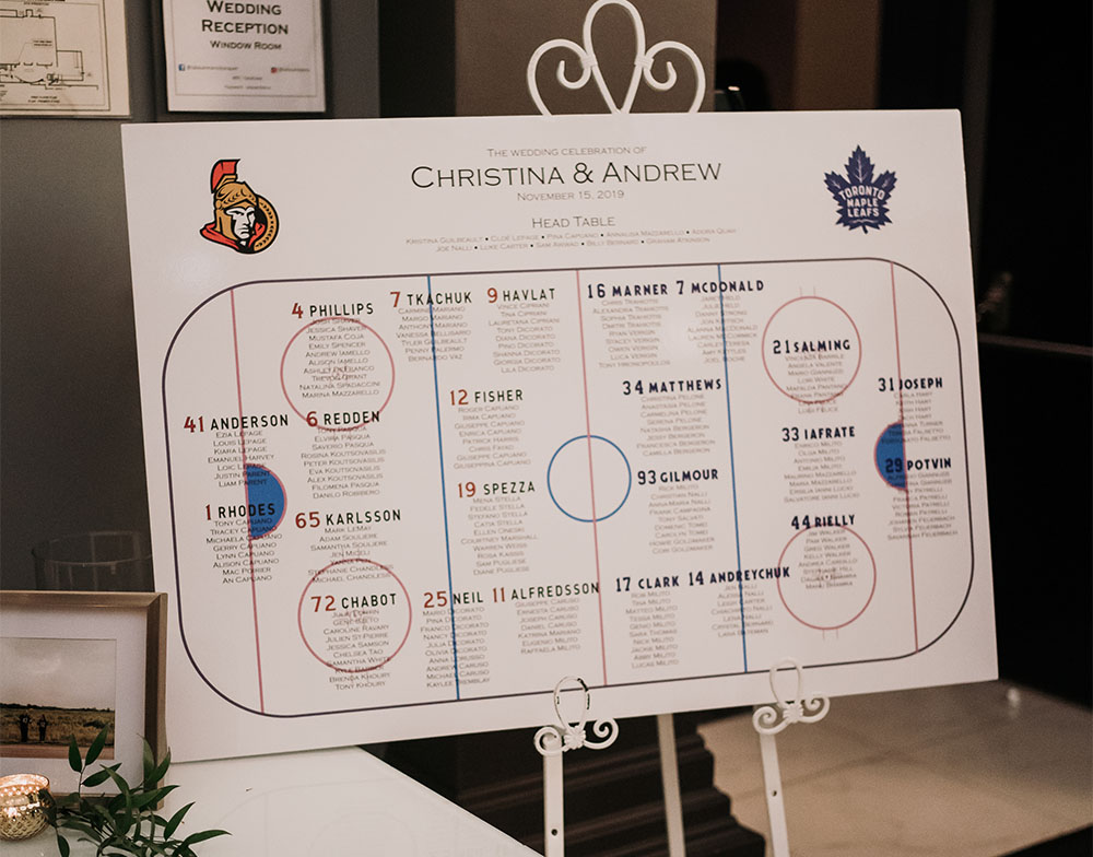 Table Seating Chart - Hockey - - Ottawa - The Invitation Studio - Wedding Invitations, Save The Dates & Signage
