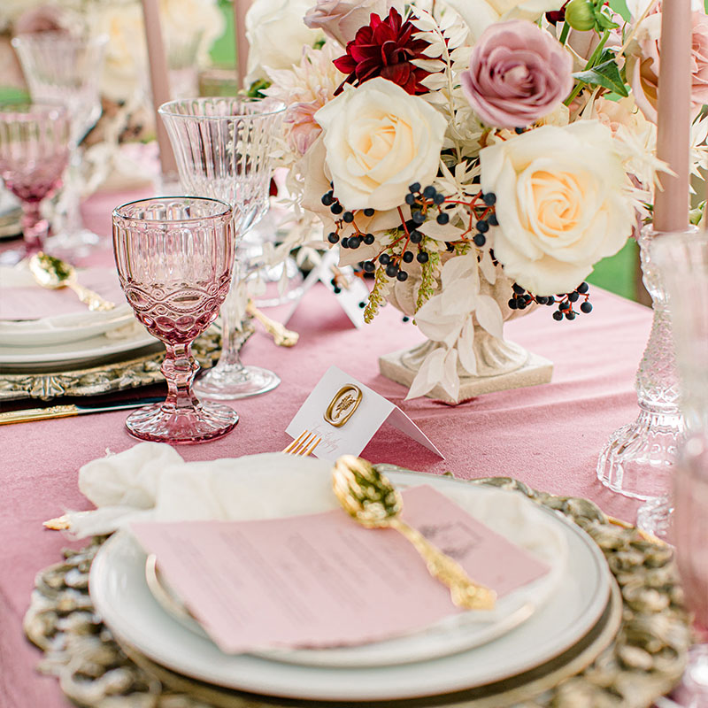 Pink & Gold Vintage Tablescape - Ottawa - The Invitation Studio - Wedding Invitations, Save The Dates & Signage