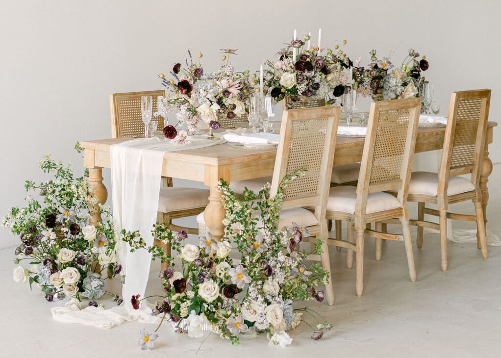 luxury wedding tablescape with floral