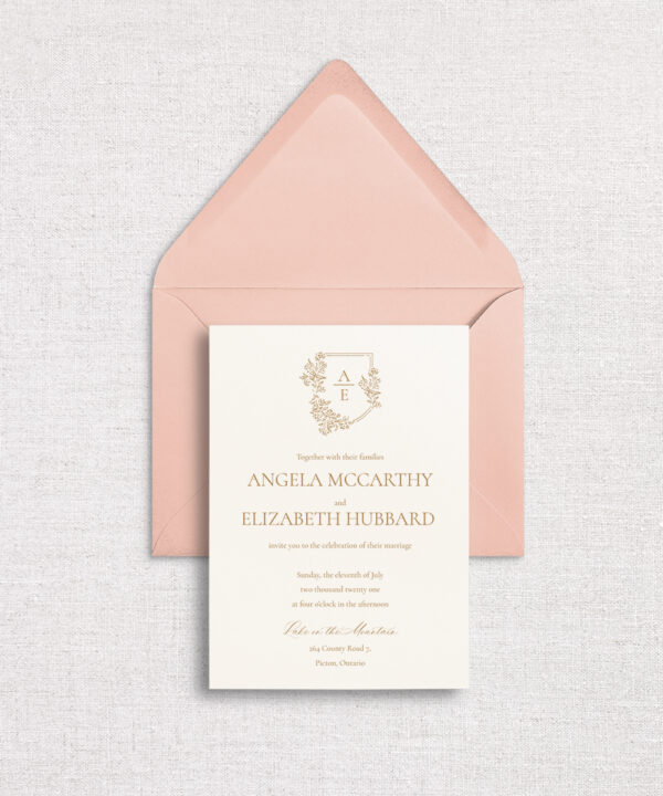 The Invitation Studio - Luxury Wedding Invitation with Envelope - Gold and Blush