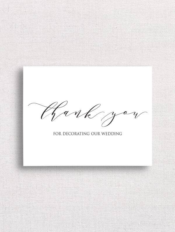 The Invitation Studio - thank you for decorating our wedding - no envelope